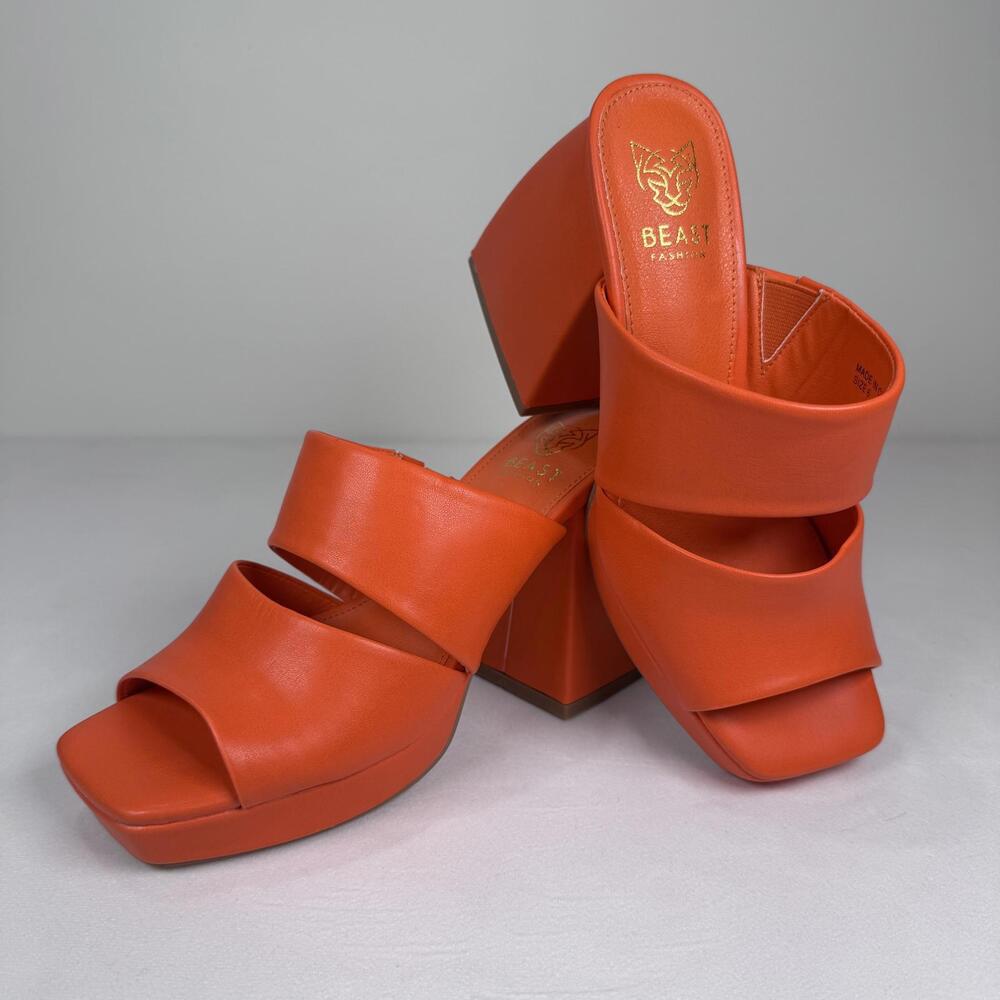 NWT Beast Fashion Orange Lucy Sandal - 6 - Picture 1 of 7